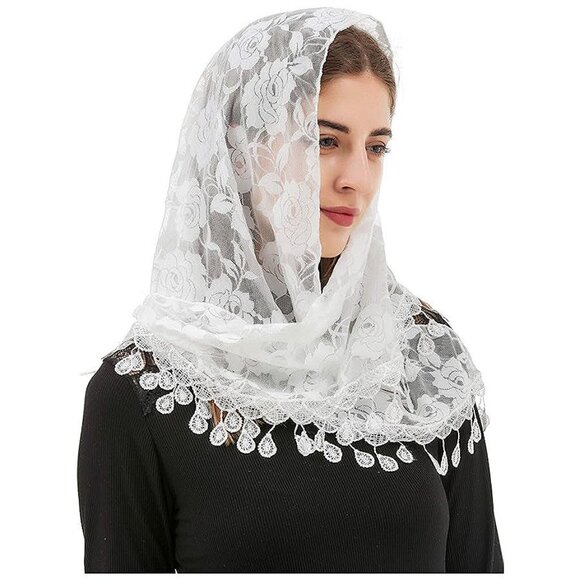 Accessories - Head Covering Lace Shawl Latin Scarf White